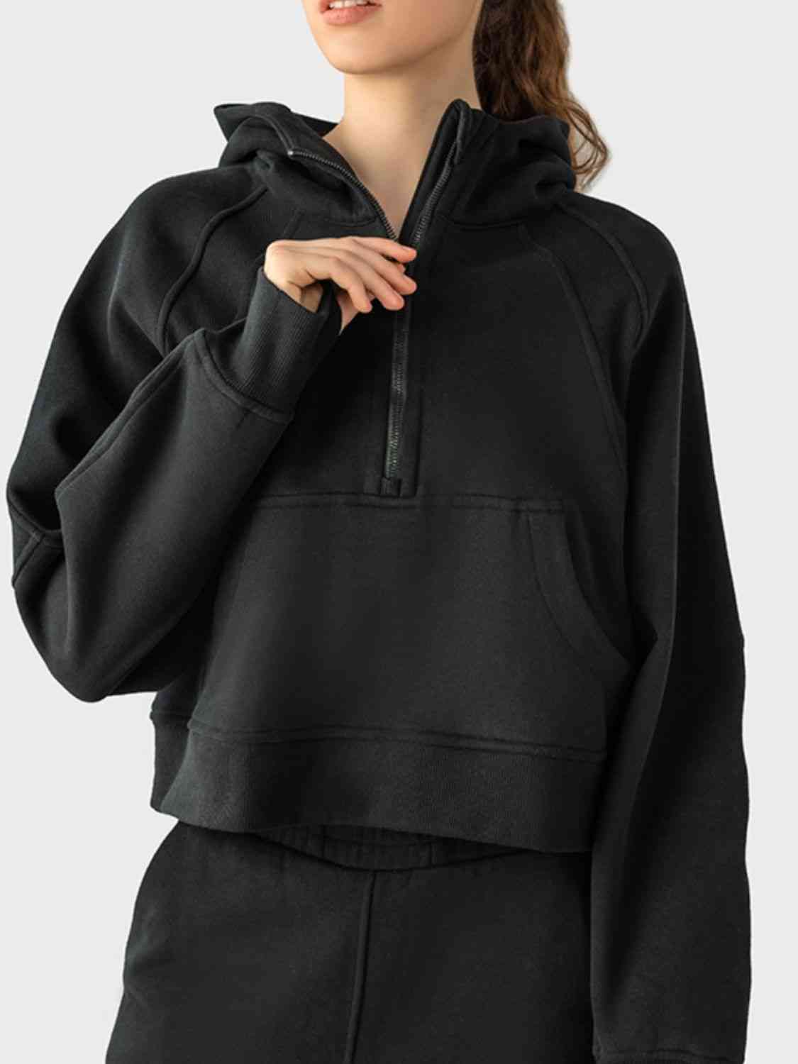 Half-Zip Long Sleeve Sports Hoodie