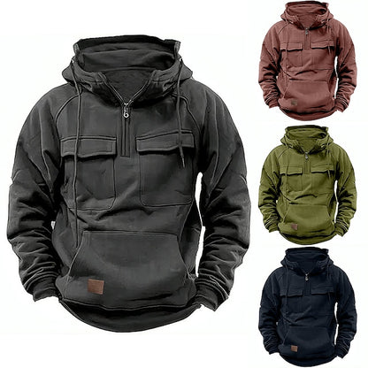 Men's Hoodie Quarter Zipp Hoodie Tactical Hoodie Black Wine Army Green Blue Khaki Hooded Plain Tactical Sports & Outdoor Daily Streetwear Cool Casual Spring &  Fall Clothing Apparel Hoodies