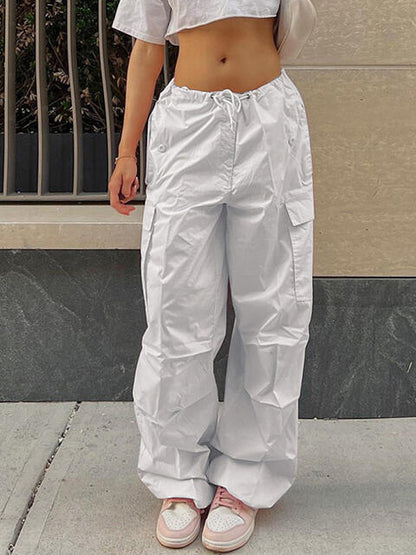 Drawstring Waist Pants with Pockets