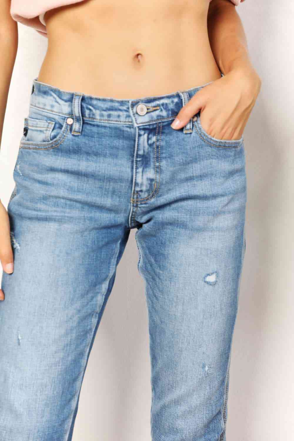 Kancan Full Size Mid Rise Slim Boyfriend Jeans