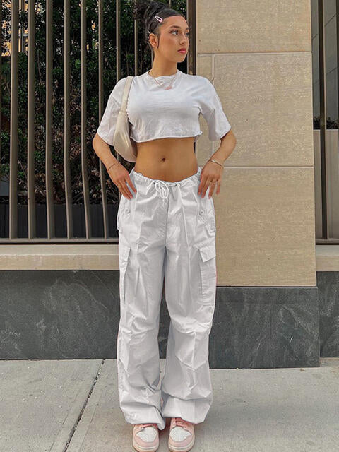 Drawstring Waist Pants with Pockets