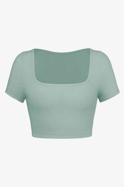 Square Neck Ribbed Crop Top