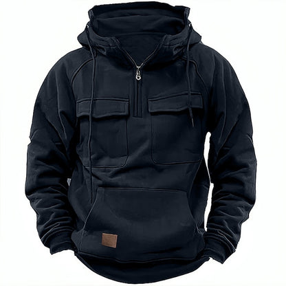 Men's Hoodie Quarter Zipp Hoodie Tactical Hoodie Black Wine Army Green Blue Khaki Hooded Plain Tactical Sports & Outdoor Daily Streetwear Cool Casual Spring &  Fall Clothing Apparel Hoodies